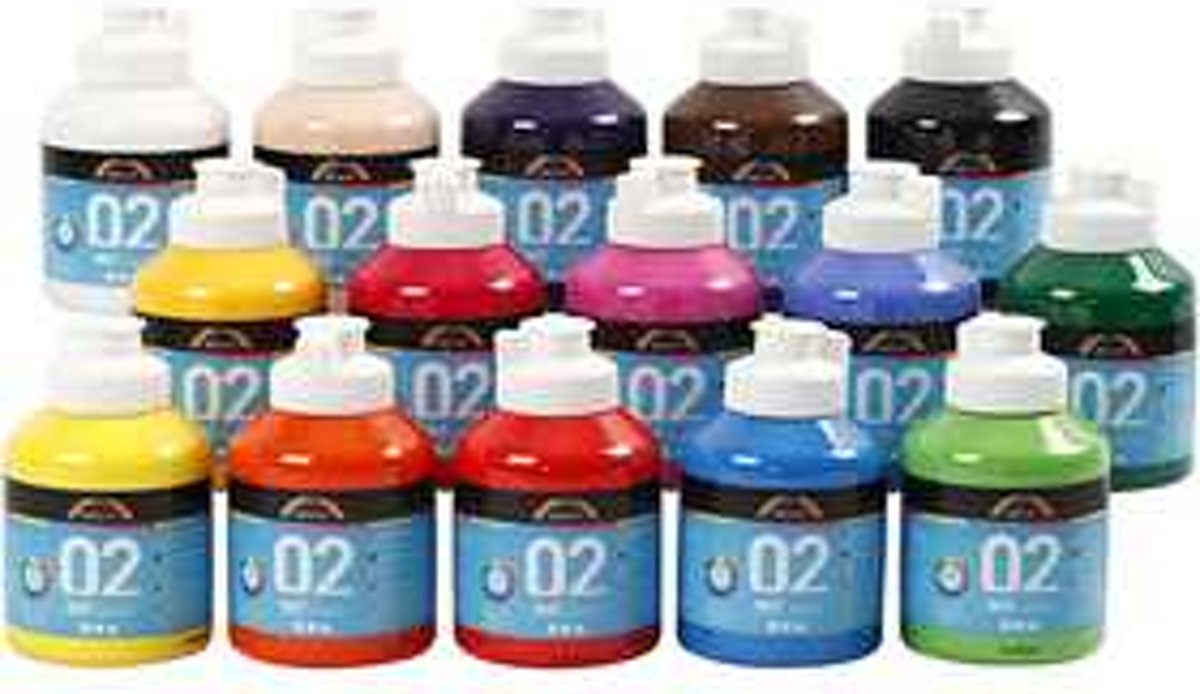 A-Color acrylverf, diverse kleuren, 02 - matt, 15x500ml [HOB-32100]